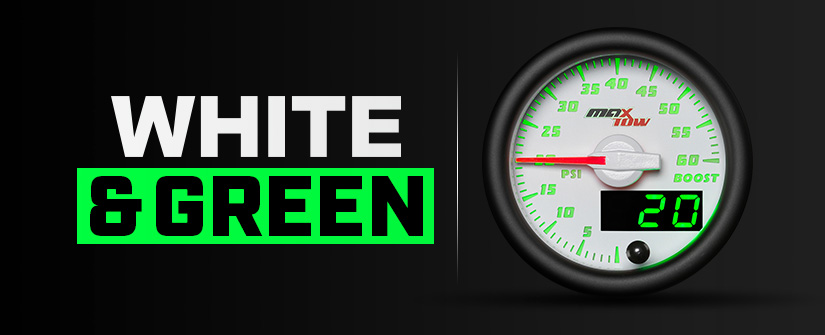 White & Green MaxTow Double Vision Gauge Series