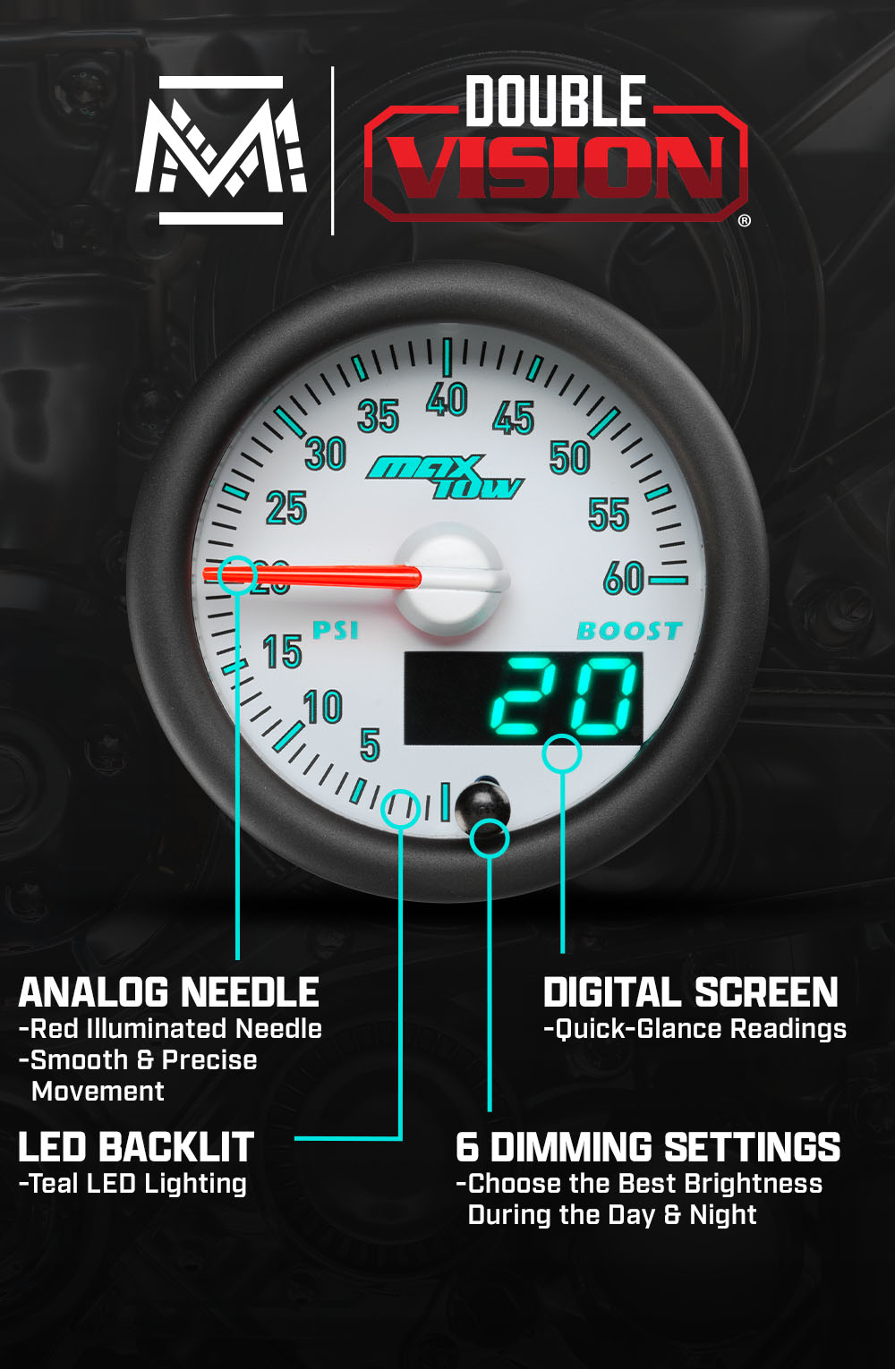 MaxTow Match 3rd Gen Cummins Diesel Boost Gauge