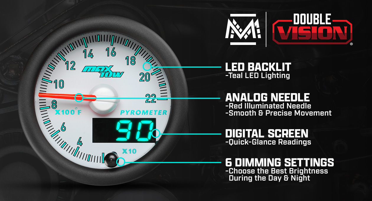 MaxTow Match 3rd Gen Cummins 2200F Exhaust Gas Temperature Gauge