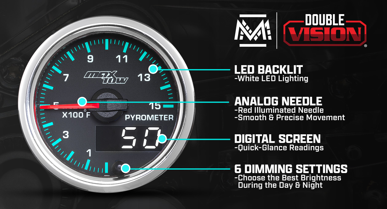 MaxTow Match 2014-2020 6.6L Duramax 1500F Pyrometer EGT Gauge