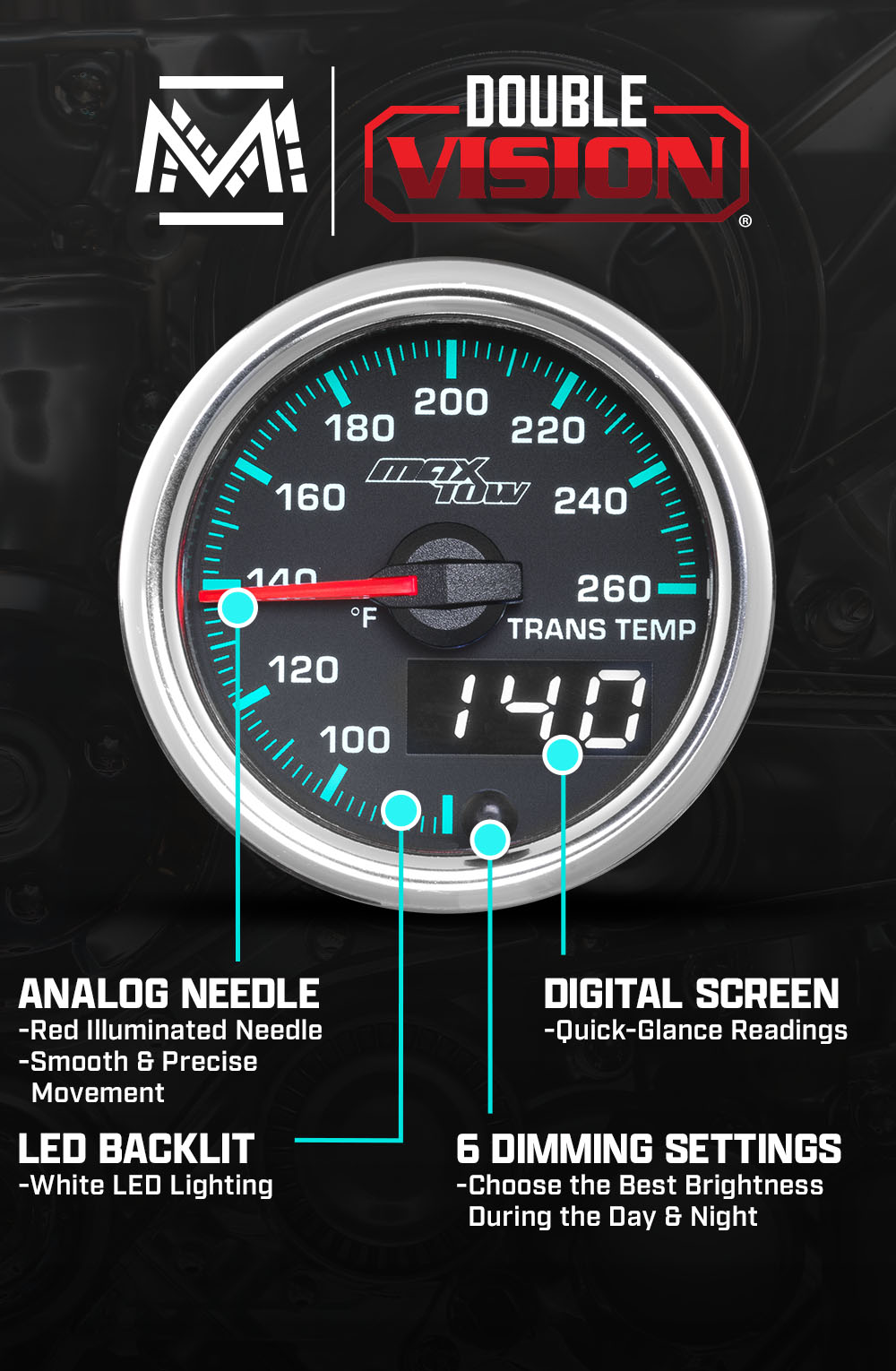 MaxTow Match 2014-2020 6.6L Duramax Transmission Temperature Gauge